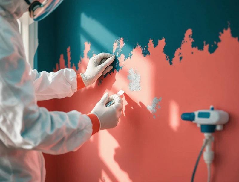 Technician operating a calibrated air sampling pump and spore trap cassettes in a Hialeah living room
